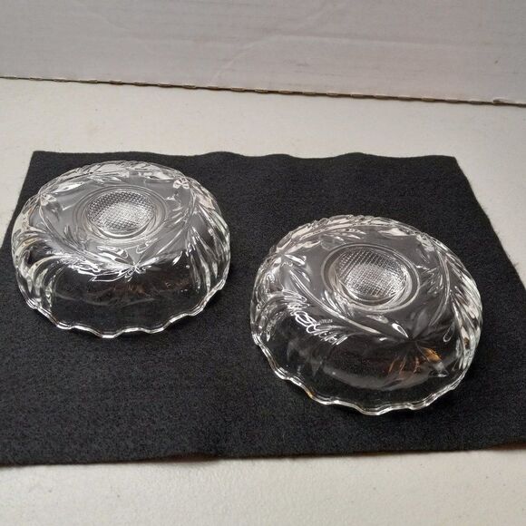 Vintage Scalloped Edge Floral design Glass Italy Candle Holders Cottagecore - Picture 6 of 8